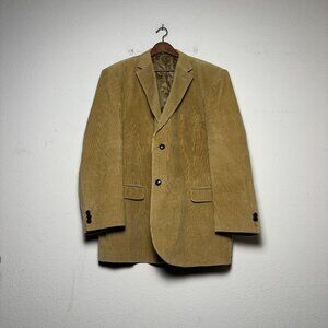David Taylor Corduroy Blazer Coat Jacket Men 48L Brown Beige Classic Minimal